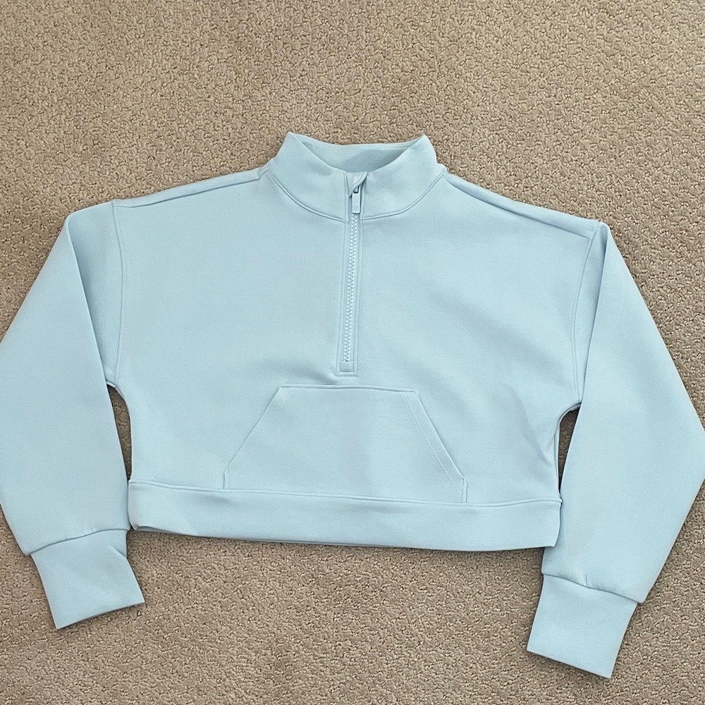 All in Motion Light Blue Half-Zip Crop Sweatshirt (size S [6/7])